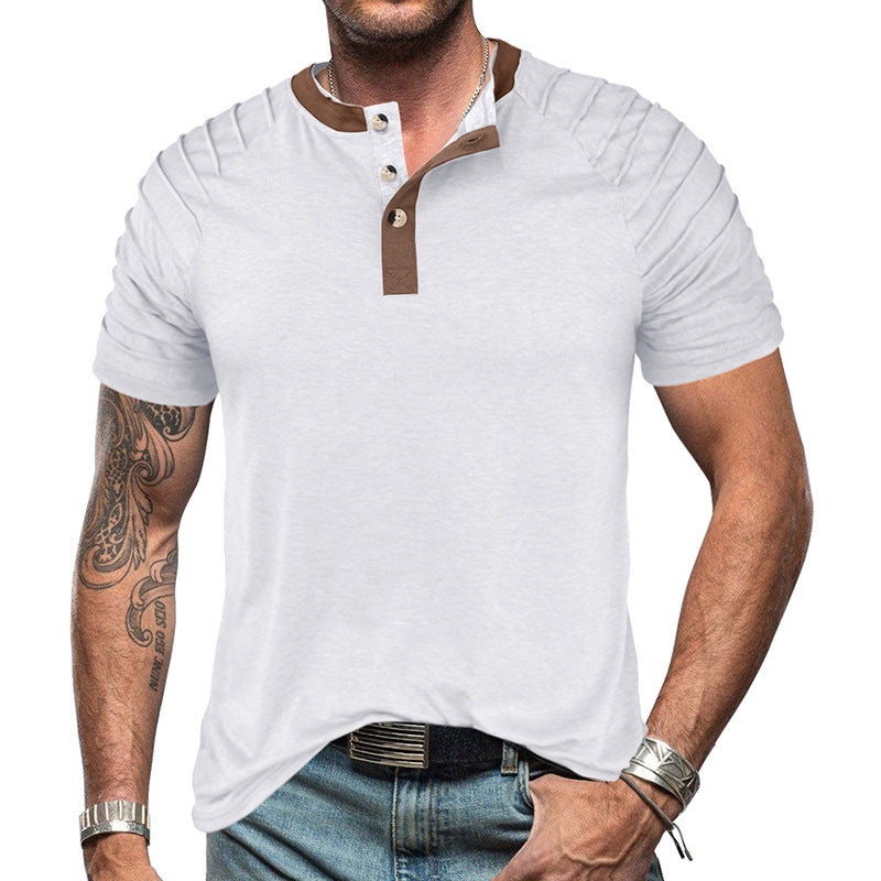 Summer men's short-sleeved T-shirt men's color matching T-shirt tops