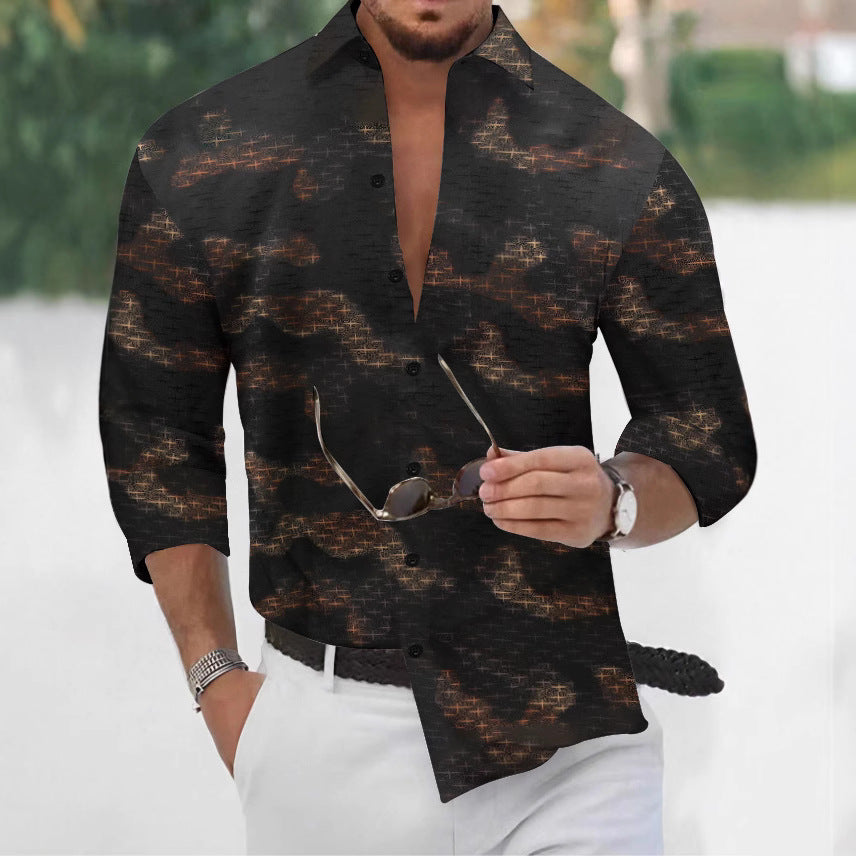 Hot-selling fashion star hot stamping print casual long-sleeved shirt