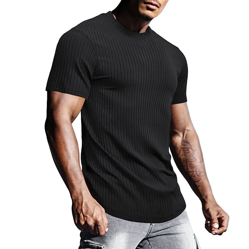 Men's sports tight short-sleeved T-shirt Men's round-neck top Fitness corset