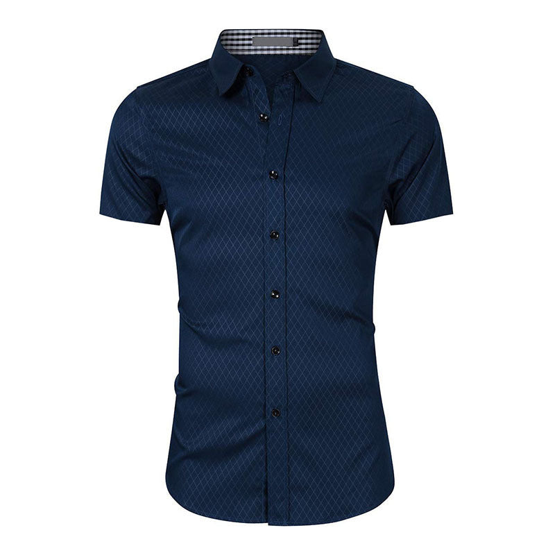 Men's short-sleeved shirts, new business high-end men's formal wear, iron-free men's shirts