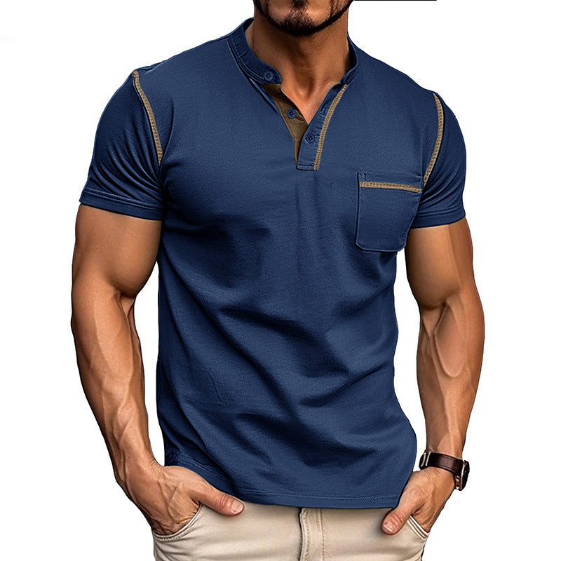 Summer men's short-sleeved men's T-shirts, men's color matching T-shirts