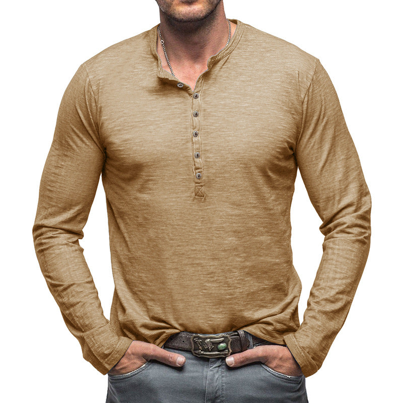 Autumn and winter men's long-sleeved T-shirts for men, outdoor men's bamboo cotton tops