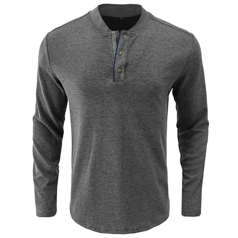 Autumn and winter long-sleeved men's T-shirt solid color men's base shirt new men's clothing