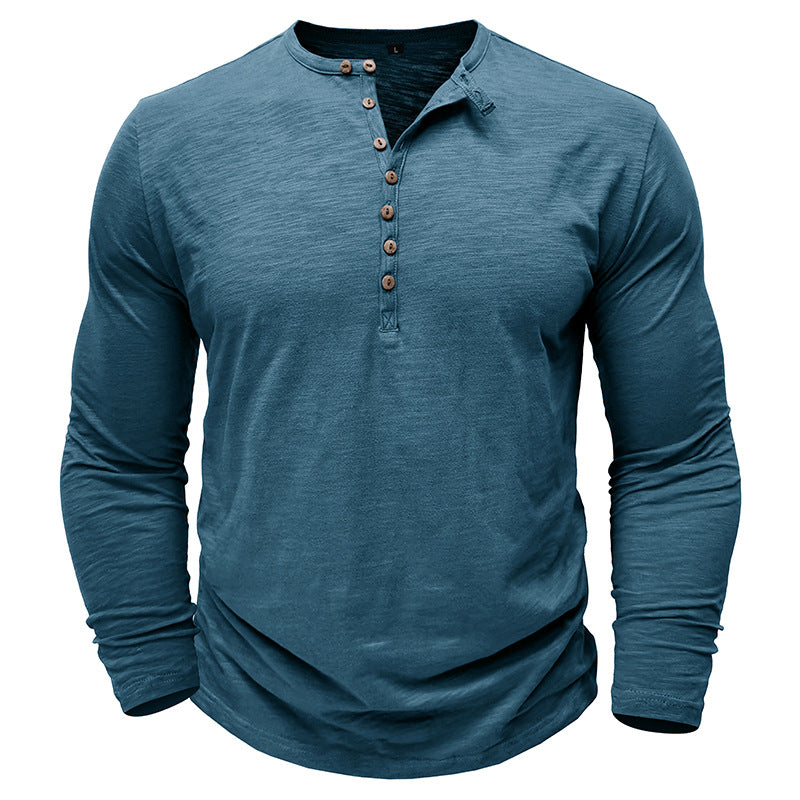 Autumn and winter men's long-sleeved T-shirts for men, outdoor men's bamboo cotton tops