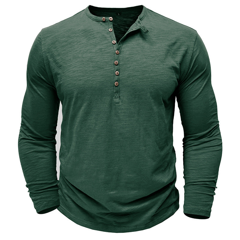 Autumn and winter men's long-sleeved T-shirts for men, outdoor men's bamboo cotton tops