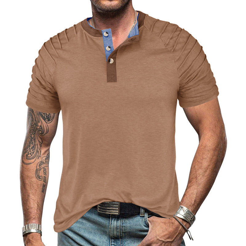 Summer men's short-sleeved T-shirt men's color matching T-shirt tops