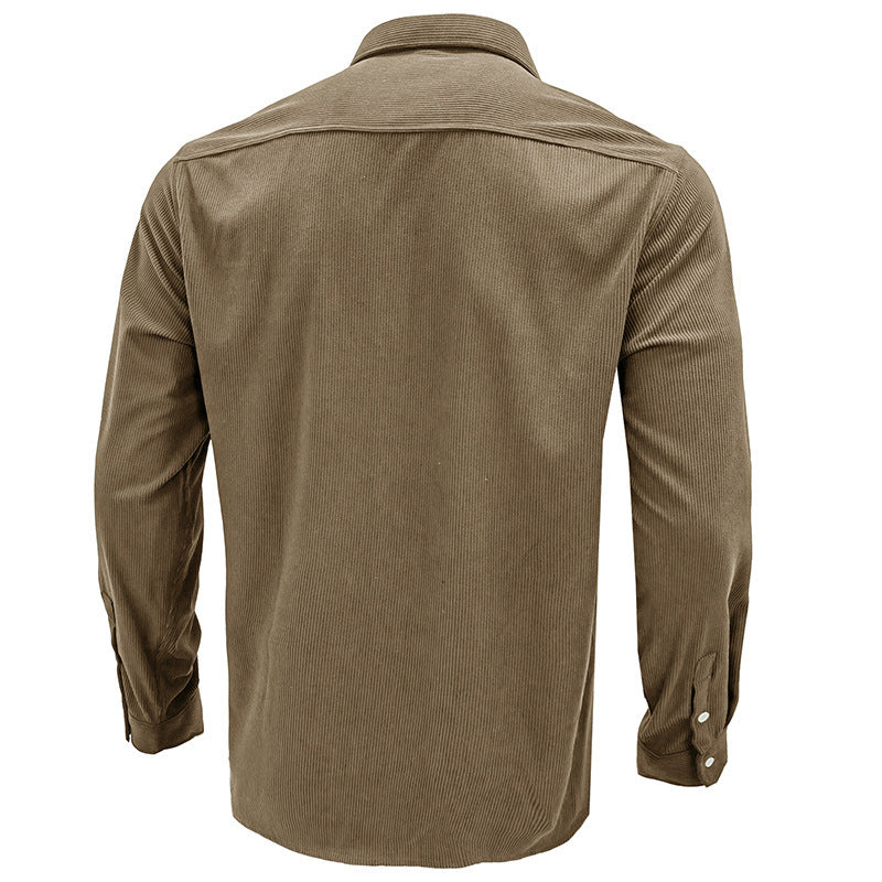 Men's solid color corduroy shirt Men's casual shirt Long sleeve autumn and winter shirt jacket