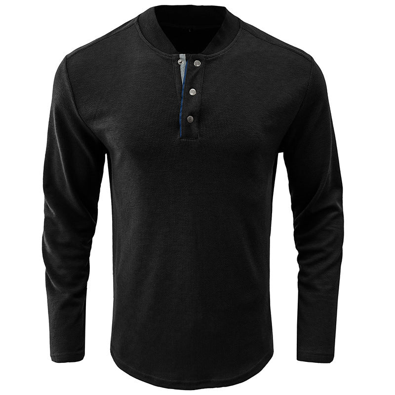 Autumn and winter long-sleeved men's T-shirt solid color men's base shirt new men's clothing