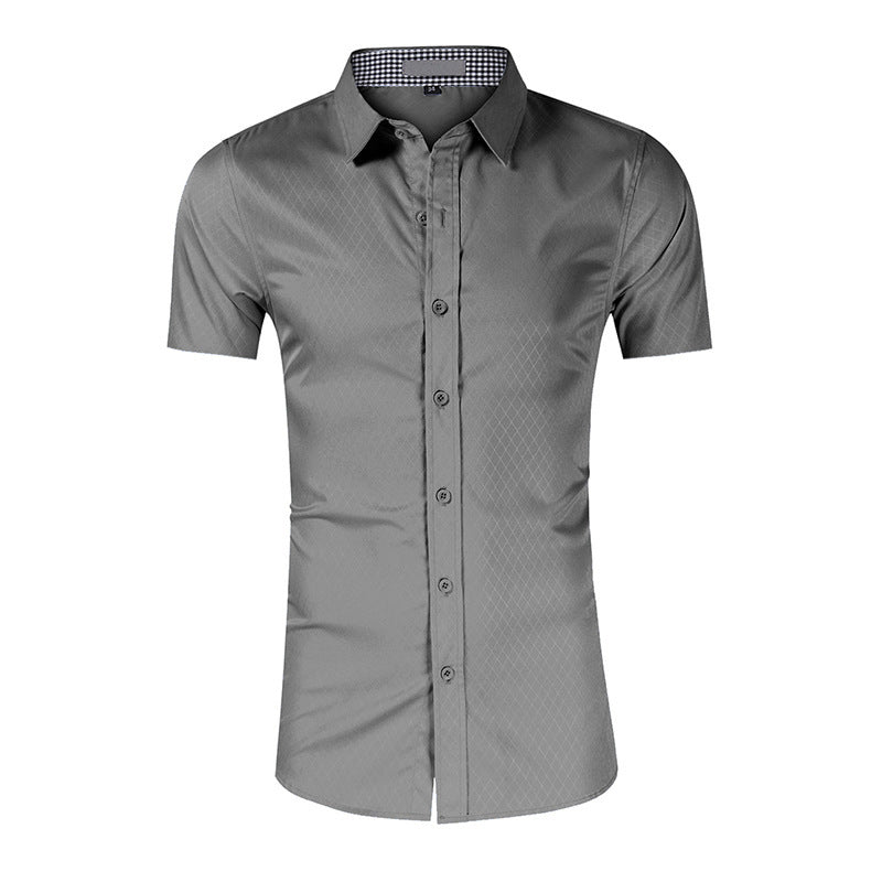 Men's short-sleeved shirts, new business high-end men's formal wear, iron-free men's shirts