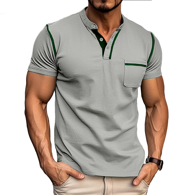 Summer men's short-sleeved men's T-shirts, men's color matching T-shirts