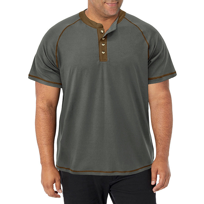 Men's Tall Short Sleeve Heavyweight Large Size Men's Round Neck T-Shirt Outdoor Basic Style