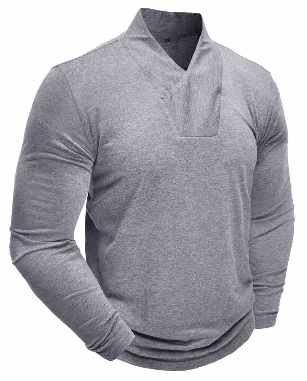 Men's long-sleeved high-necked T-shirt, men's base shirt, men's T-shirt clothes