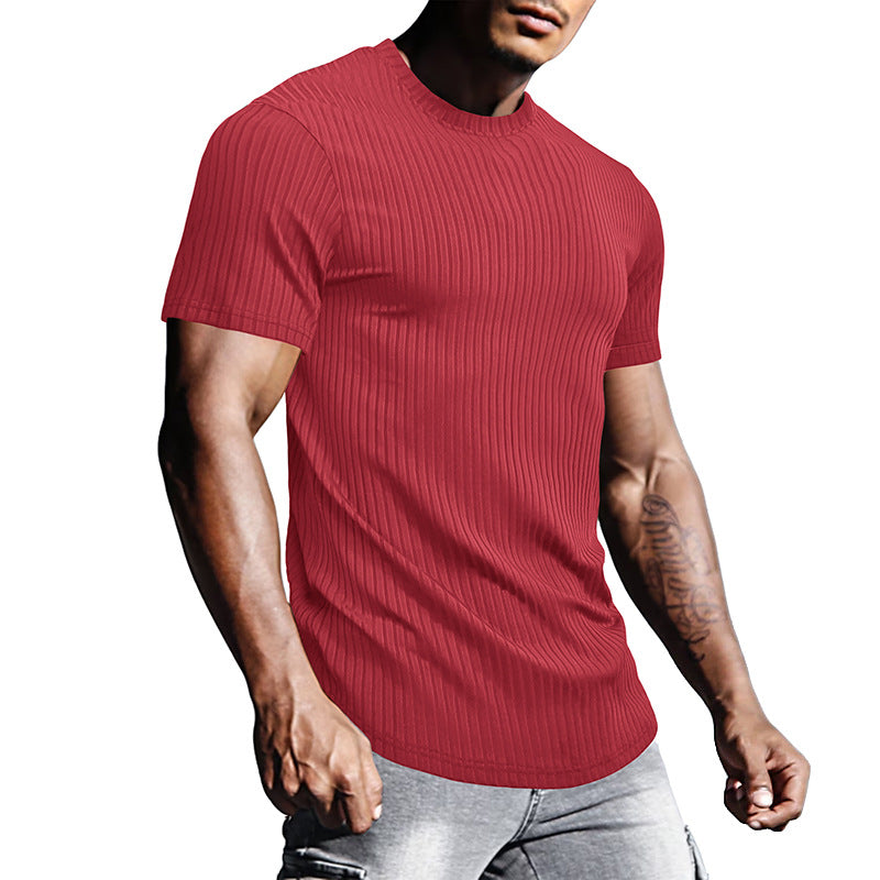 Men's sports tight short-sleeved T-shirt Men's round-neck top Fitness corset