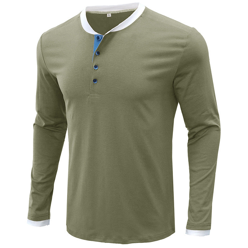 Men's long sleeve round neck t-shirt men's bottoming shirt men's henley t-shirt clothes