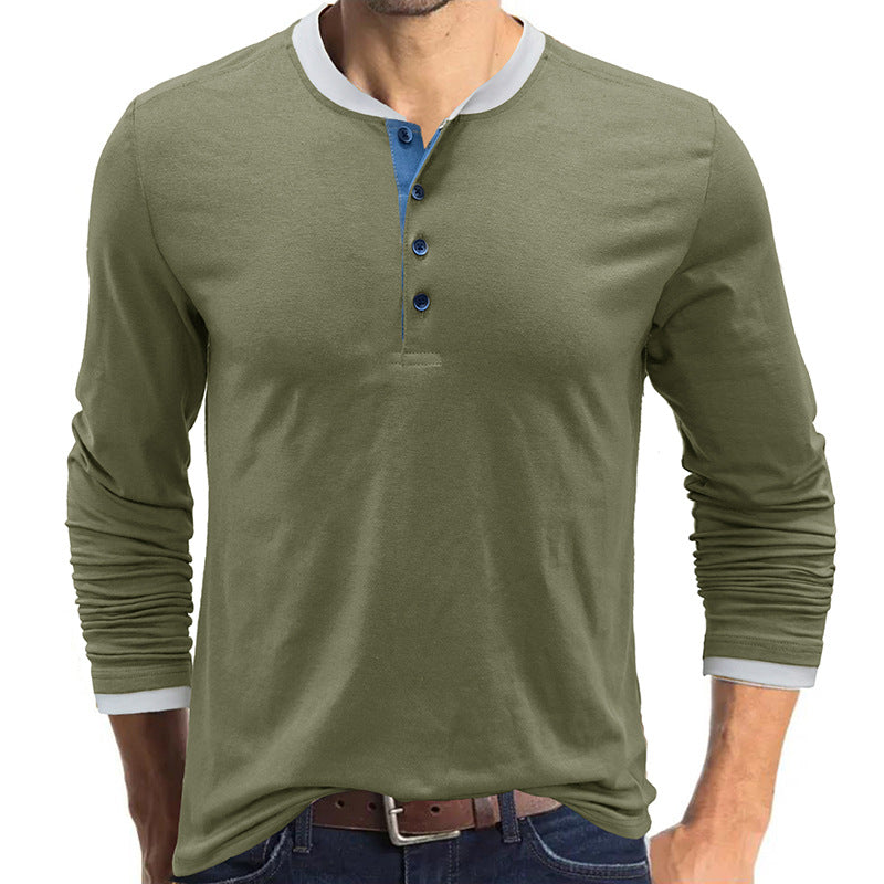 Men's long sleeve round neck t-shirt men's bottoming shirt men's henley t-shirt clothes