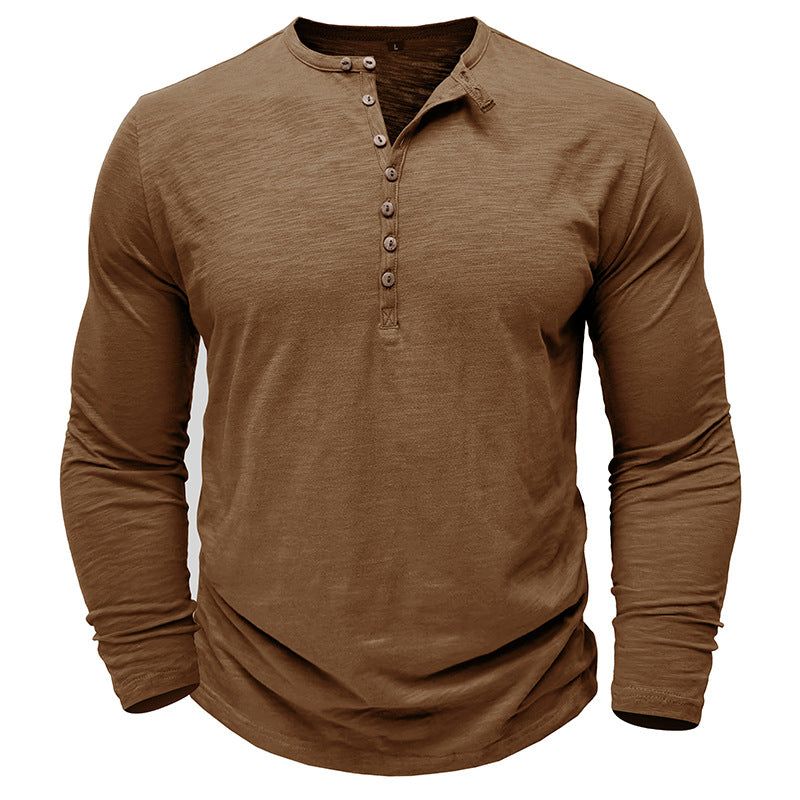 Autumn and winter men's long-sleeved T-shirts for men, outdoor men's bamboo cotton tops