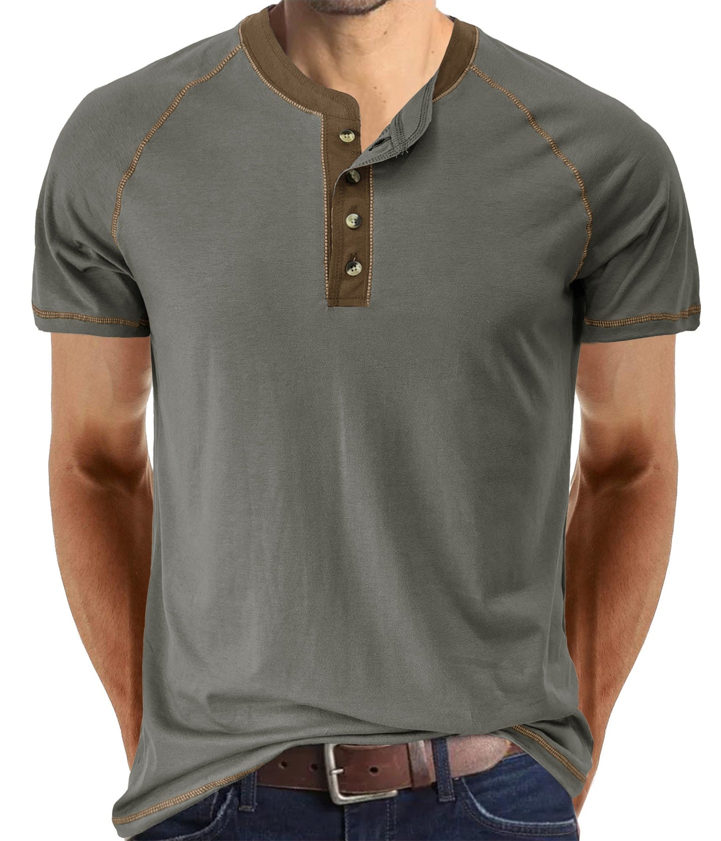 Summer men's short-sleeved men's T-shirts, men's color matching T-shirts