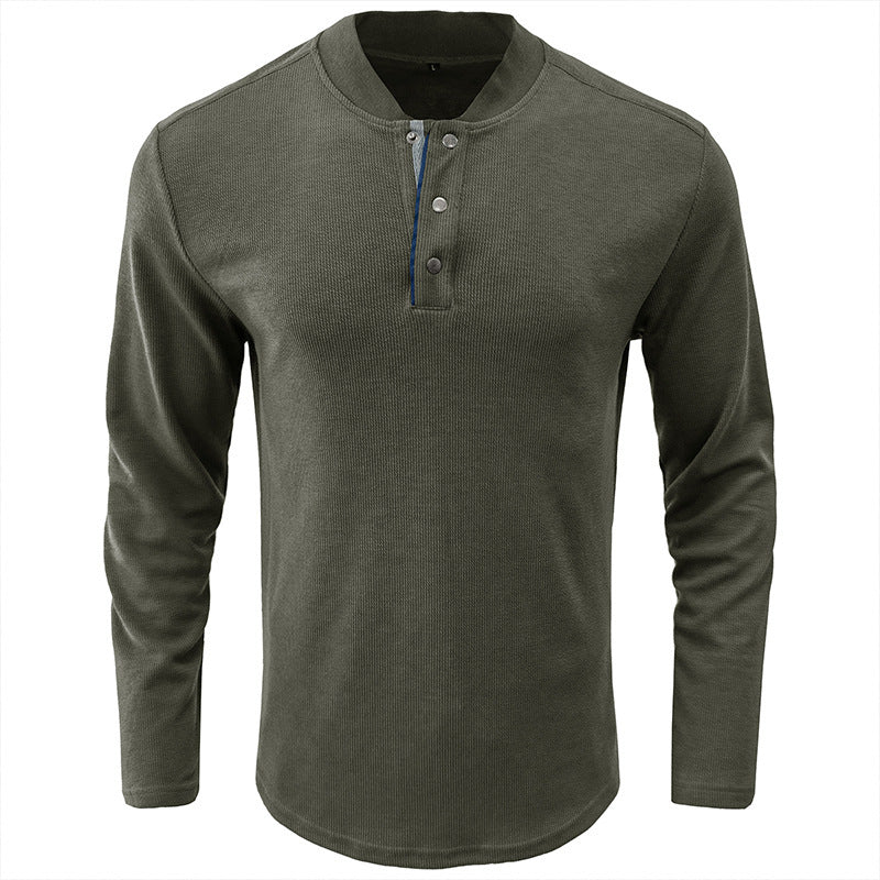 Autumn and winter long-sleeved men's T-shirt solid color men's base shirt new men's clothing