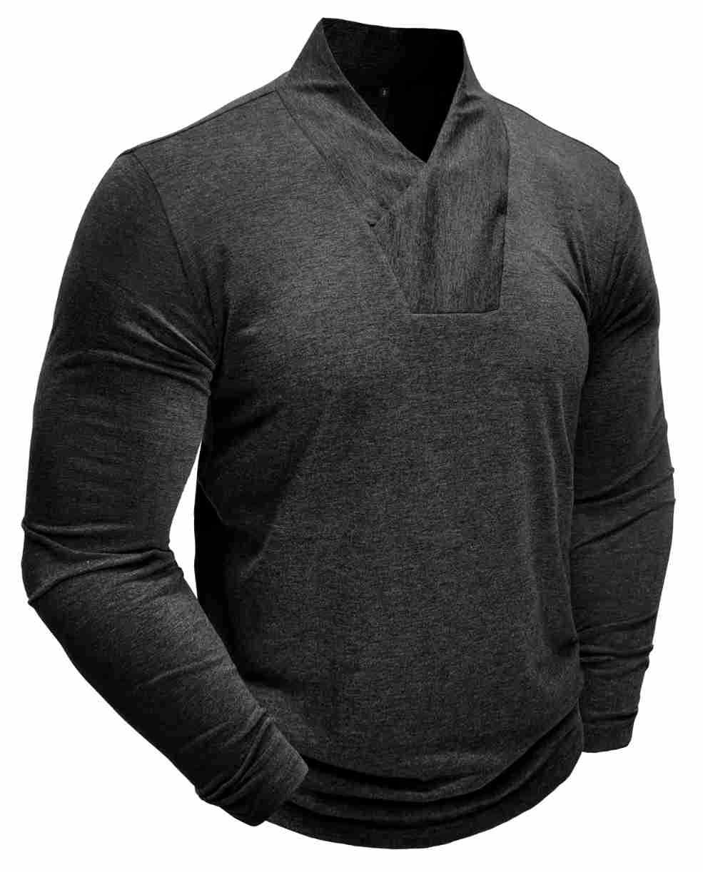 Men's long-sleeved high-necked T-shirt, men's base shirt, men's T-shirt clothes