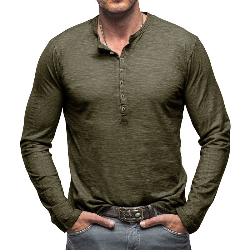 Autumn and winter men's long-sleeved T-shirts for men, outdoor men's bamboo cotton tops