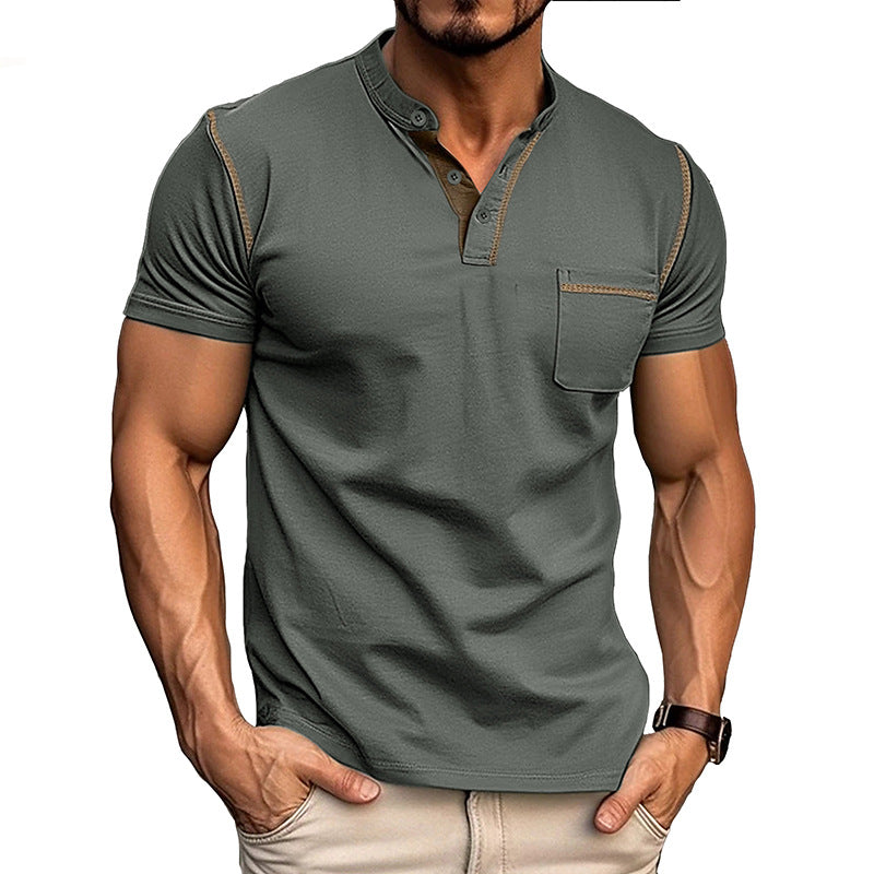 Summer men's short-sleeved men's T-shirts, men's color matching T-shirts