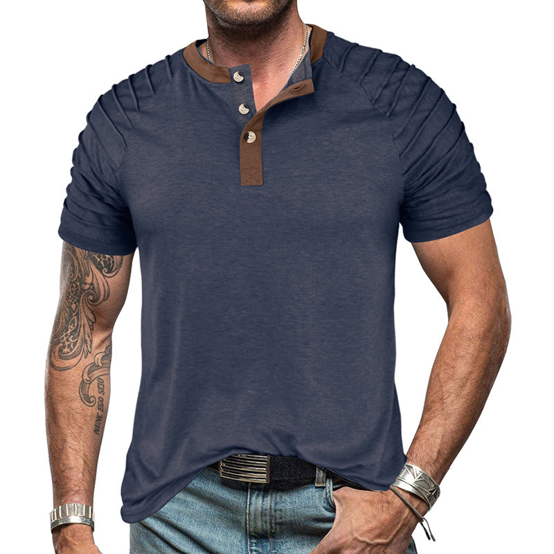 Summer men's short-sleeved T-shirt men's color matching T-shirt tops