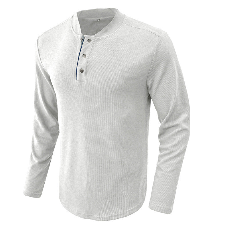 Autumn and winter long-sleeved men's T-shirt solid color men's base shirt new men's clothing