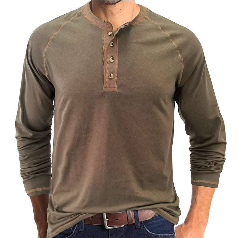 Men's long-sleeved round neck T-shirt, men's base shirt, men's T-shirt