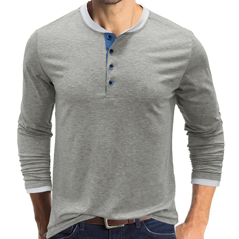 Men's long sleeve round neck t-shirt men's bottoming shirt men's henley t-shirt clothes