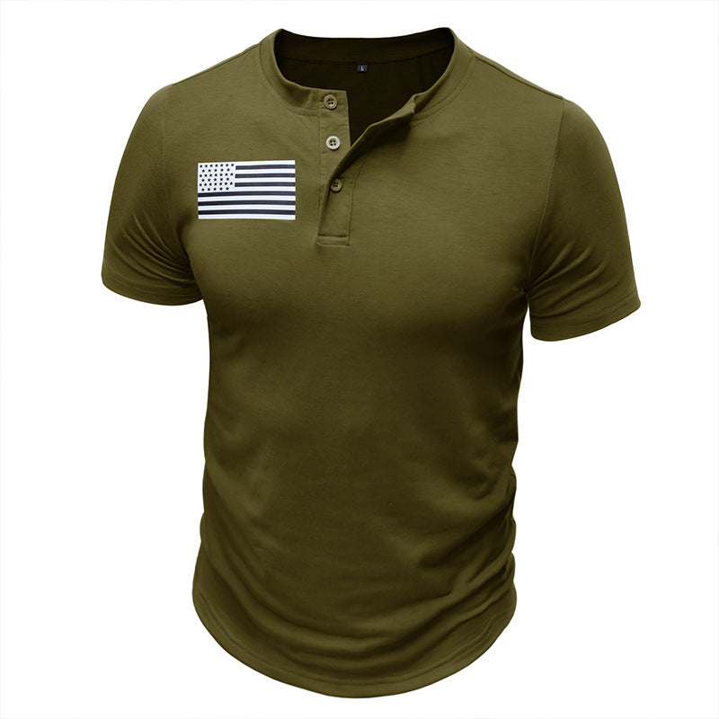 Men's casual button short-sleeved outdoor sports T-shirt Men's military tactical shirt