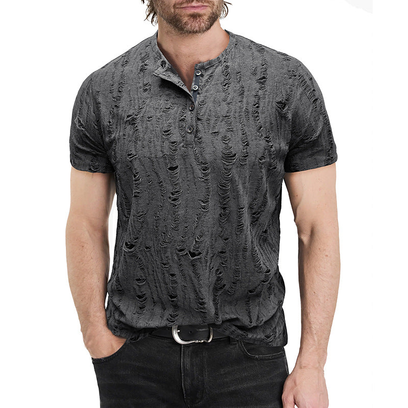 Men's short-sleeved T-shirt Men's fashion Henry shirt Men's casual tops