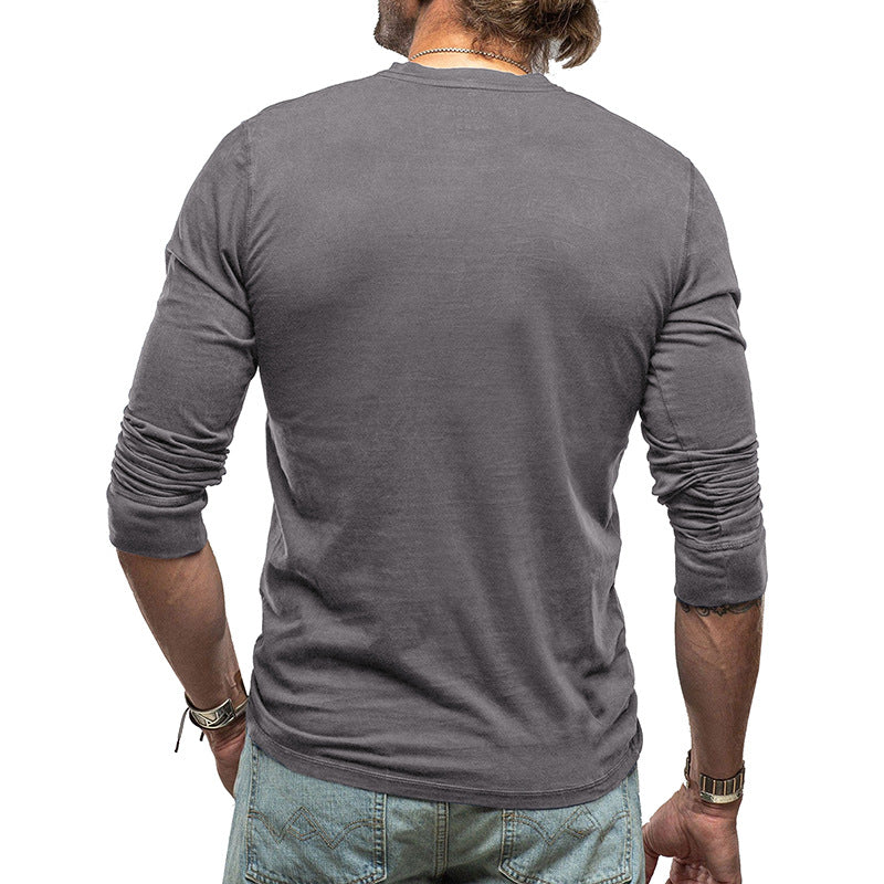 Men's long-sleeved t-shirts, cotton men's bottoming shirts, men's tops