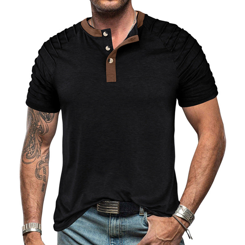 Summer men's short-sleeved T-shirt men's color matching T-shirt tops