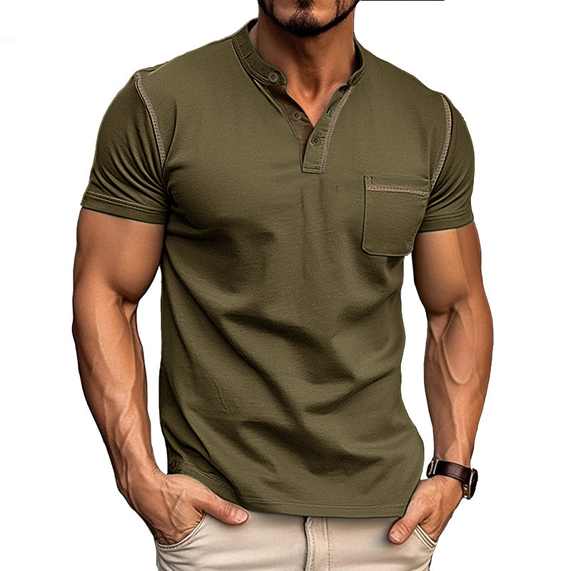 Summer men's short-sleeved men's T-shirts, men's color matching T-shirts