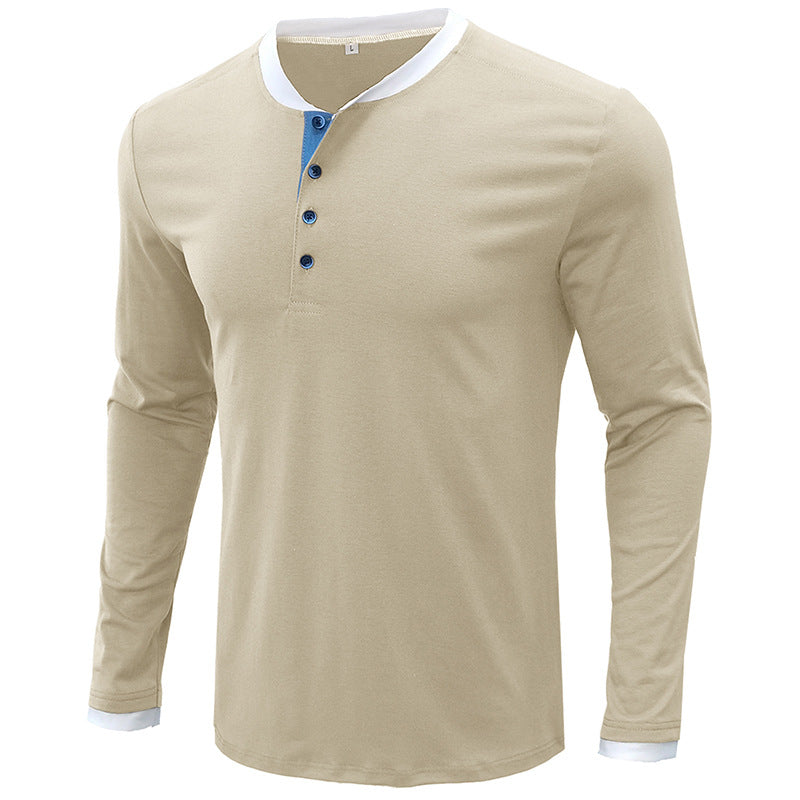 Men's long sleeve round neck t-shirt men's bottoming shirt men's henley t-shirt clothes