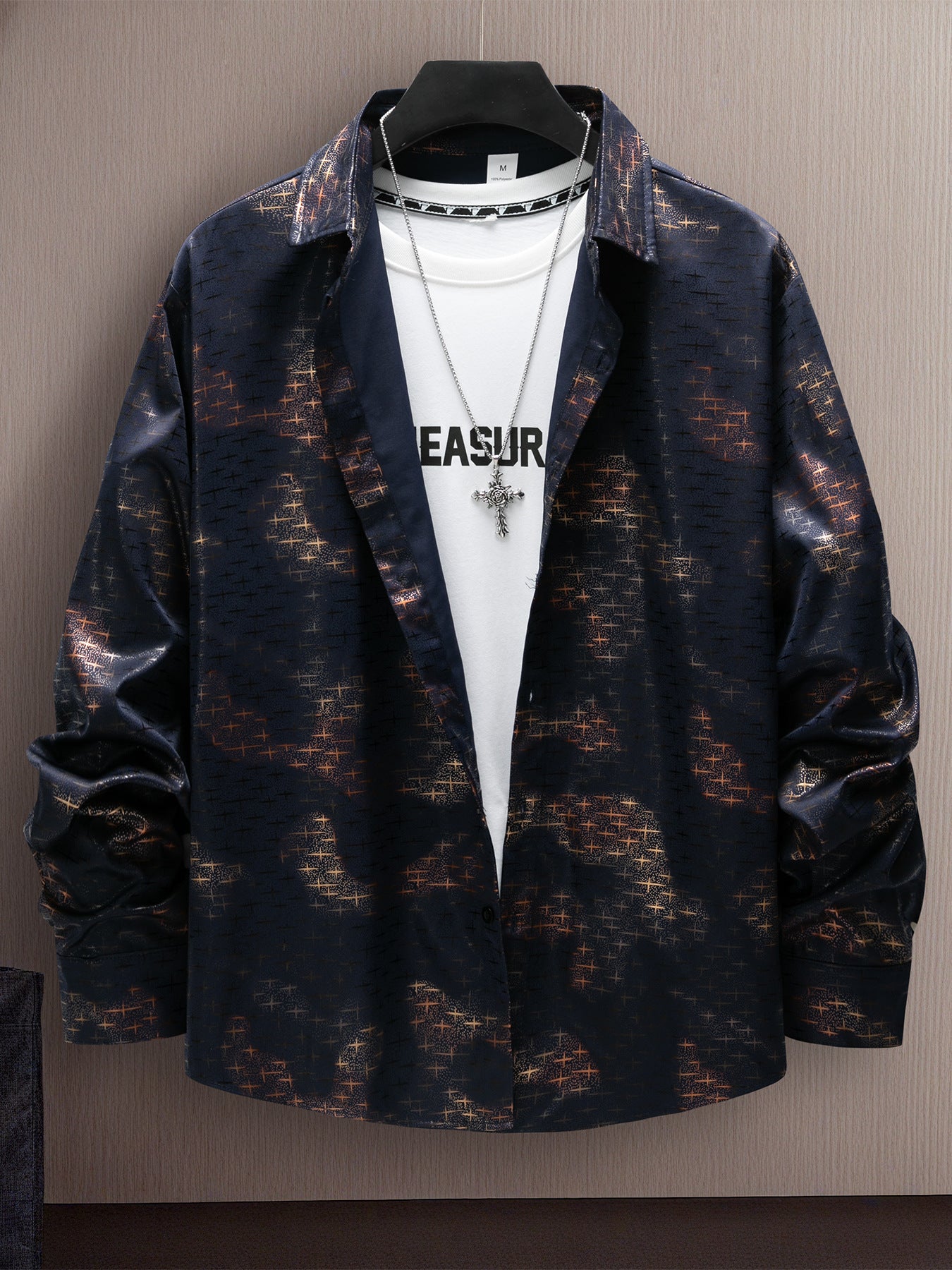 Hot-selling fashion star hot stamping print casual long-sleeved shirt