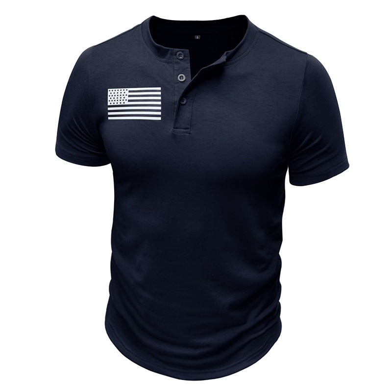 Men's casual button short-sleeved outdoor sports T-shirt Men's military tactical shirt