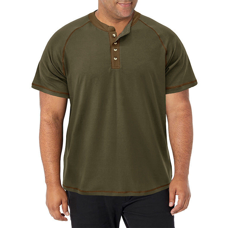 Men's Tall Short Sleeve Heavyweight Large Size Men's Round Neck T-Shirt Outdoor Basic Style