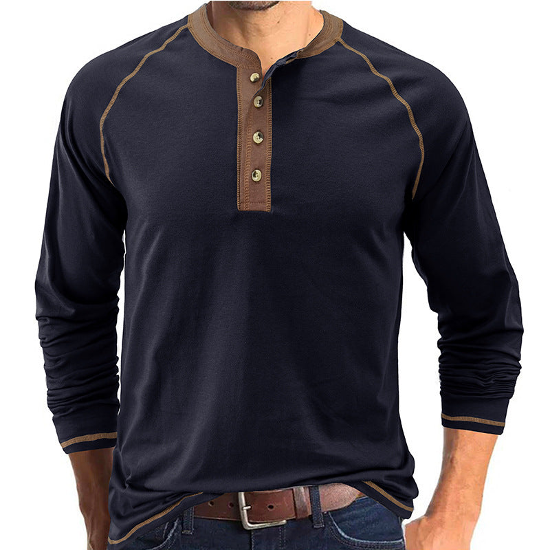 Men's long-sleeved round neck T-shirt, men's base shirt, men's T-shirt