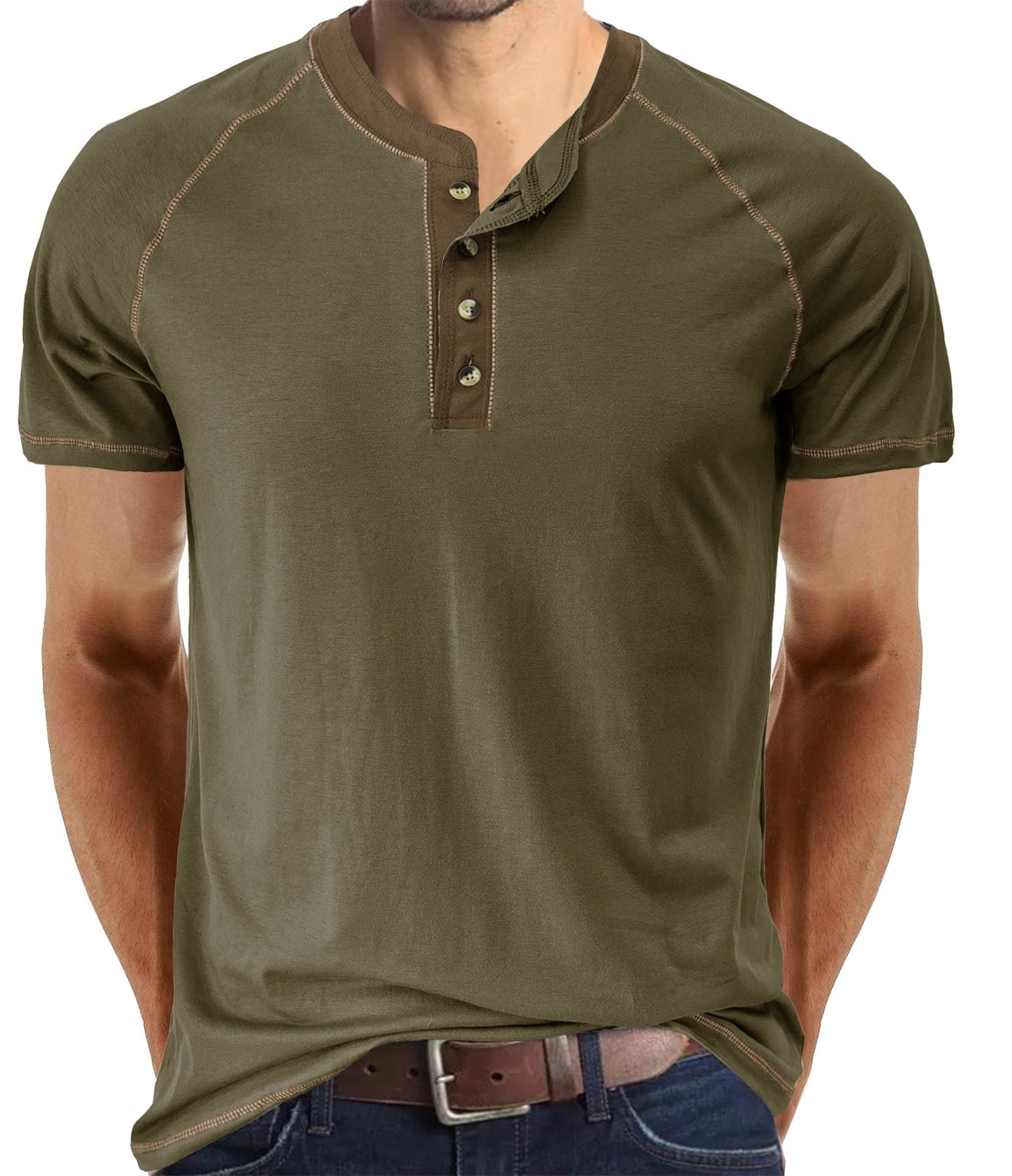 Summer men's short-sleeved men's T-shirts, men's color matching T-shirts