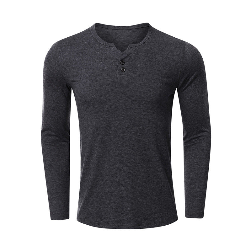 New Men's T-shirt Long Sleeve Bottoming Shirt Men's Solid Color T-shirt Autumn and Winter Clothes