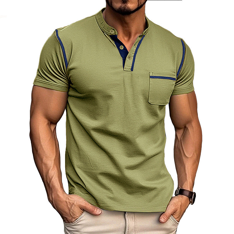 Summer men's short-sleeved men's T-shirts, men's color matching T-shirts