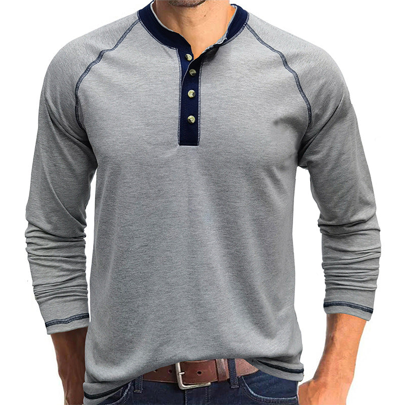 Men's long-sleeved round neck T-shirt, men's base shirt, men's T-shirt