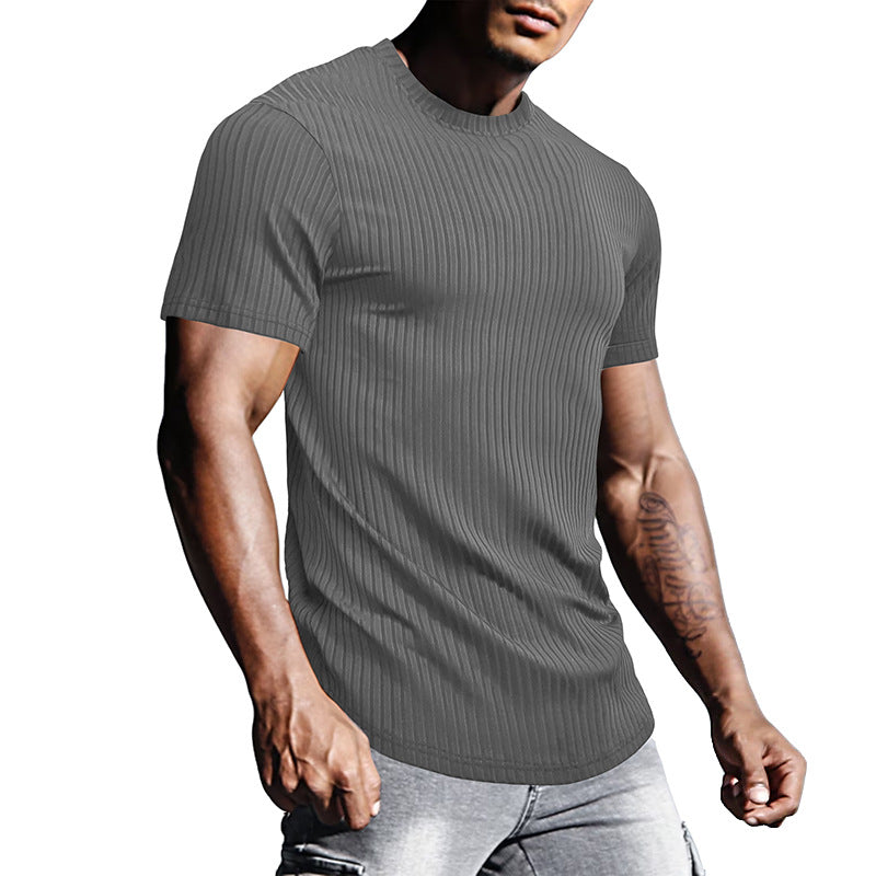 Men's sports tight short-sleeved T-shirt Men's round-neck top Fitness corset