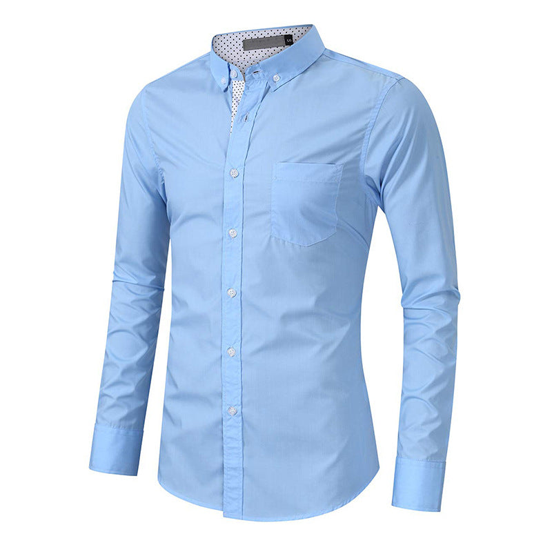 New autumn and winter men's shirts Men's lapel cotton shirts Long-sleeved shirts