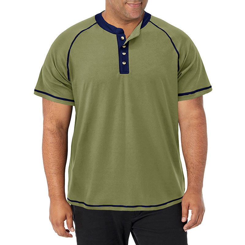 Men's Tall Short Sleeve Heavyweight Large Size Men's Round Neck T-Shirt Outdoor Basic Style