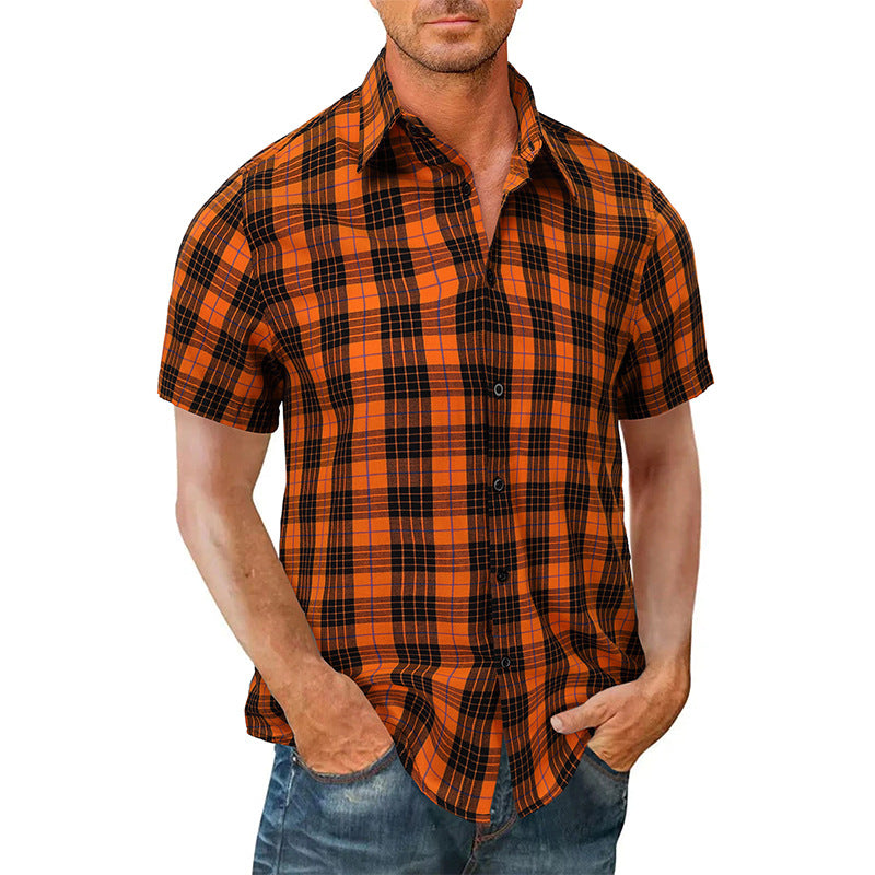 Men's casual Hawaiian shirts, men's short-sleeved shirts, men's shirts, plaid shirts