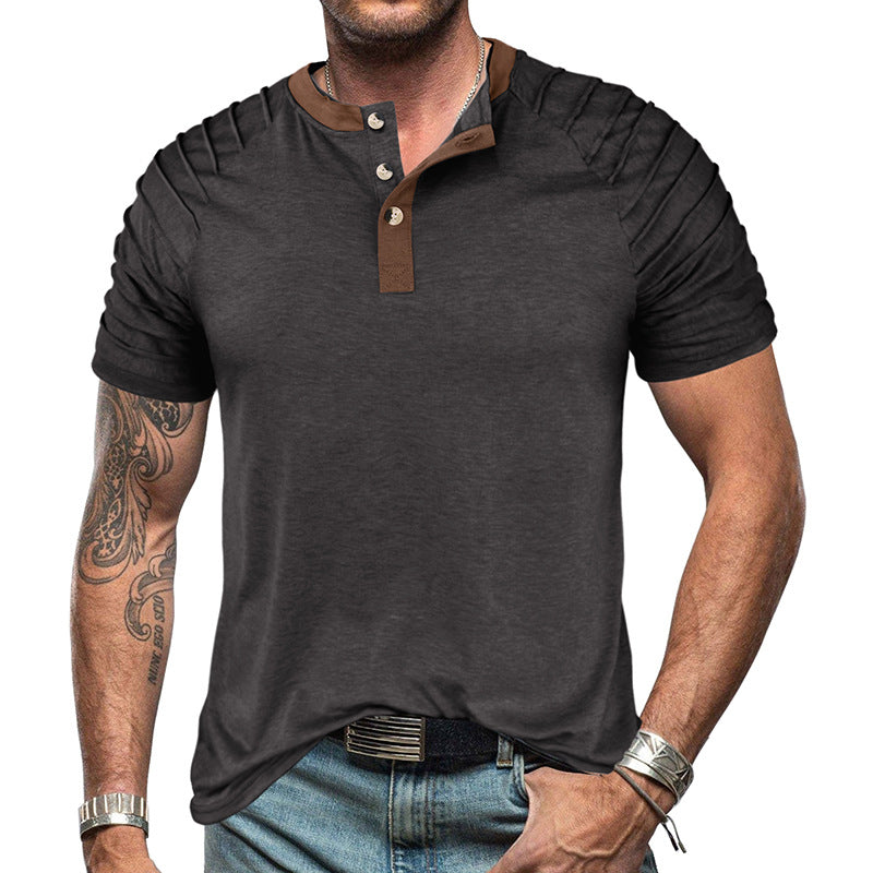 Summer men's short-sleeved T-shirt men's color matching T-shirt tops