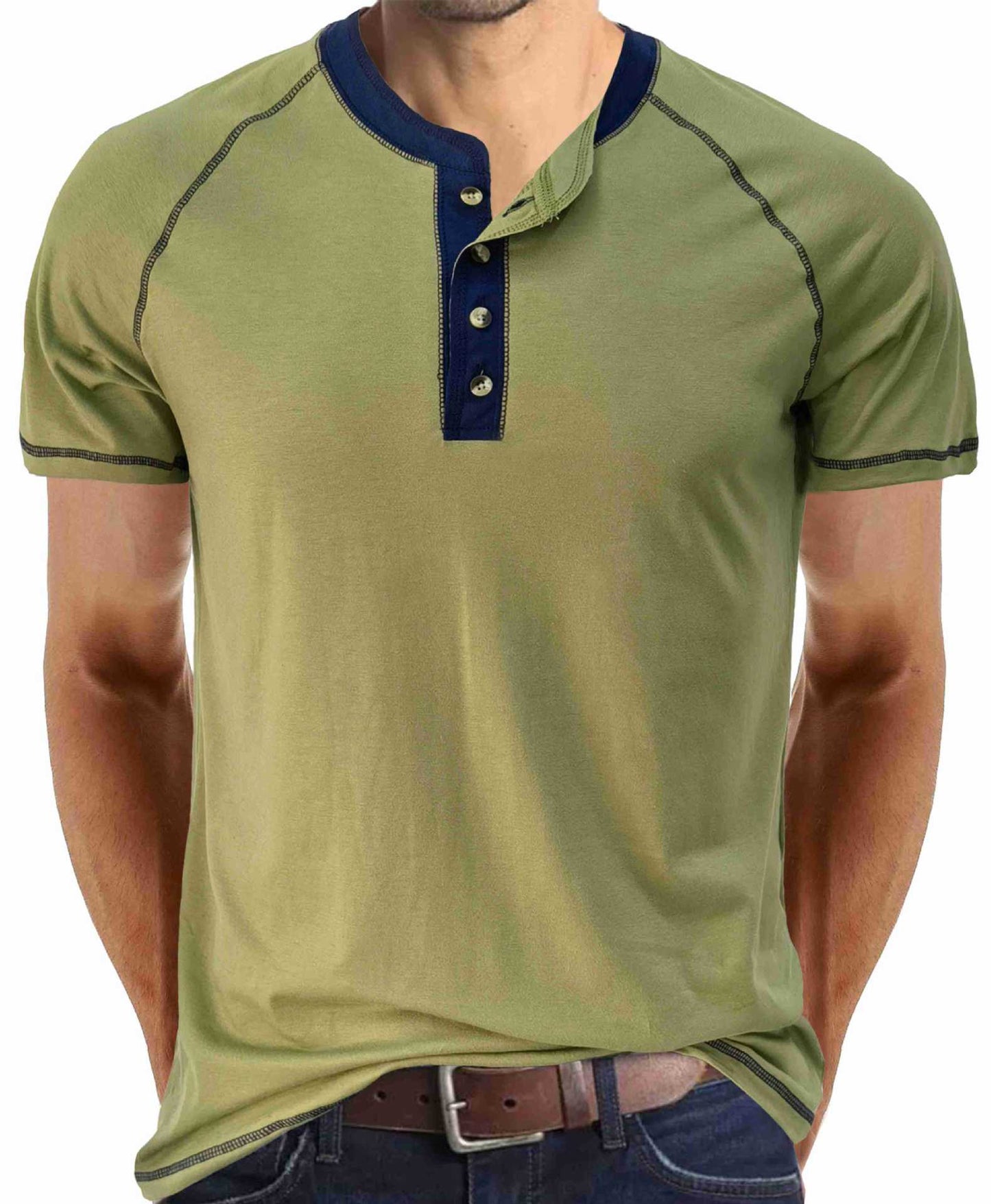 Summer men's short-sleeved men's T-shirts, men's color matching T-shirts