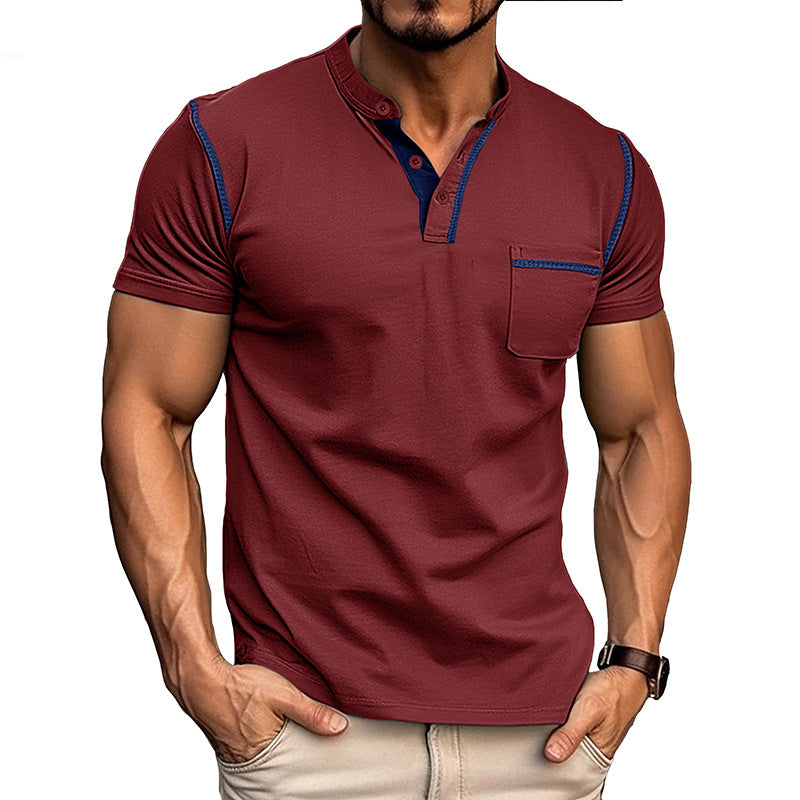 Summer men's short-sleeved men's T-shirts, men's color matching T-shirts